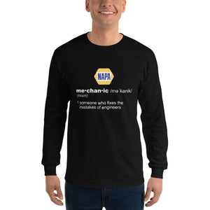 Definition Of A Mechanic White Men's Long Sleeve